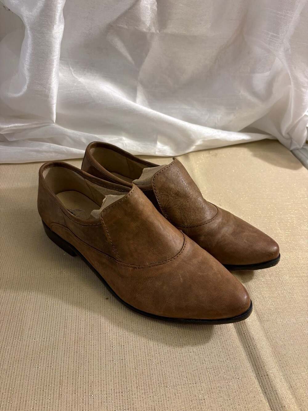 Free People Brady Brown Leather Loafers Size 41 Slip On Pointed Toe